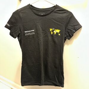 Black T-Shirt with Yellow World Map Design